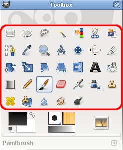 Les icônes d'outils dans la Boîte à outils