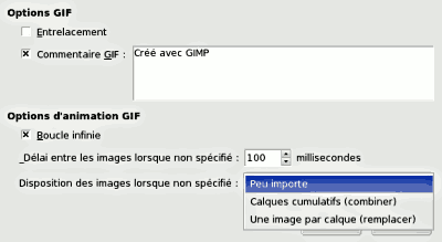 La fenêtre de dialogue Enregistrer en GIF