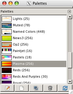 The “Palettes” dialog