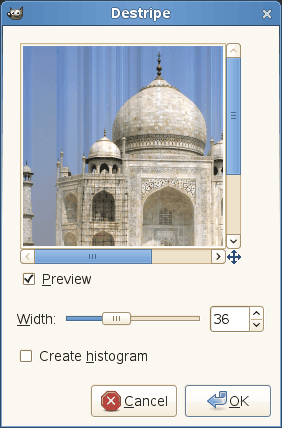 “Destripe” filter options