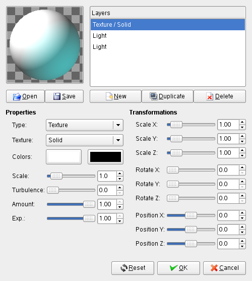 “Sphere Designer” filter parameters
