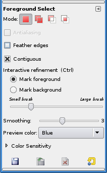 “Foreground Select” tool options