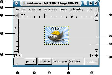 A screenshot of the image window illustrating the important components.