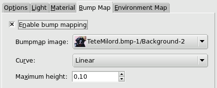 «Bump Map» options of the Lighting filter