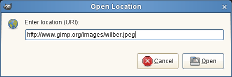 The «Open Location» dialog window