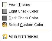 Contents of the «Padding Color» submenu