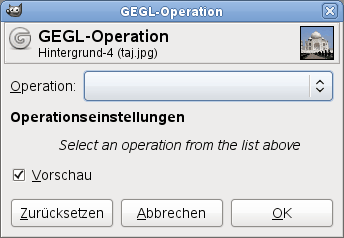 Eigenschaften für das Werkzeug GEGL-Operation