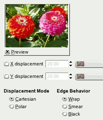 Displace filter options