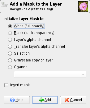 El diálogo Añadir máscara de capa