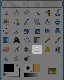 El icono de la herramienta de clonado en la caja de herramientas