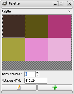 Une image indexée avec 6 couleurs et sa Palette des couleurs