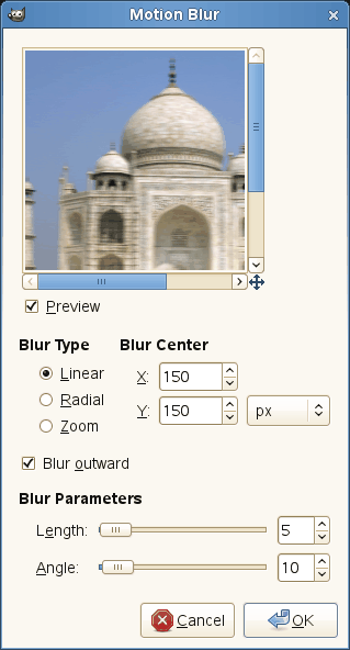Motion Blur filter options