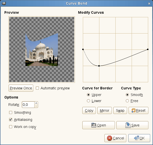 Curve bend filter options