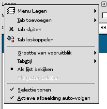 The Tab menu of the Layers dialog.