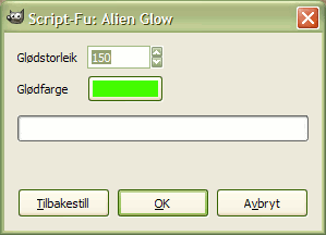 Innstillingar for filteret «Alien Glow»