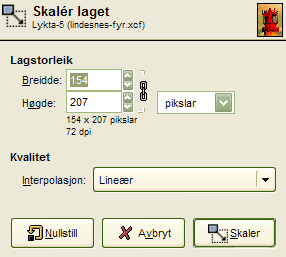 Dialogvindauget for «Skaler laget»