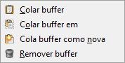 O menu de contexto de Buffers