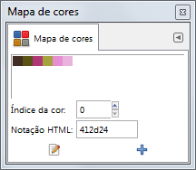Uma imagem indexada com 6 cores e seu diálogo de Mapa de cores.