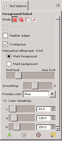 Foreground Select tool options