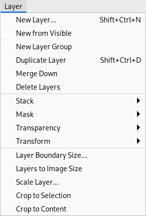 The Contents of the „Layer“ Menu