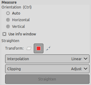 „Measure“ tool options