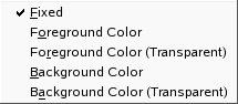 The Left/Right color type submenu