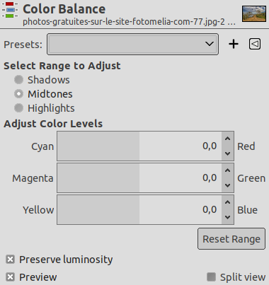 Color Balance options