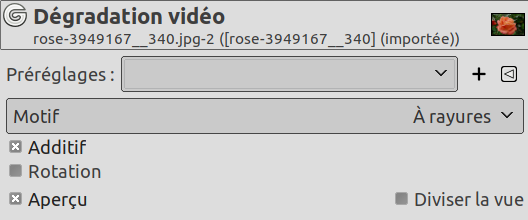 « Video Degradation » filter options