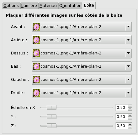 Onglet options Boîte du filtre « Plaquer sur un objet »