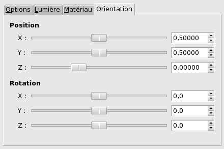 Onglet options Orientation du filtre « Plaquer sur un objet »