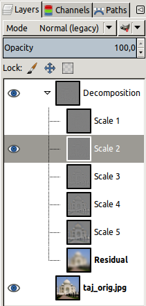Example for „Wavelet decompose” filter