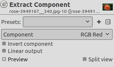 „Extract Component” command options