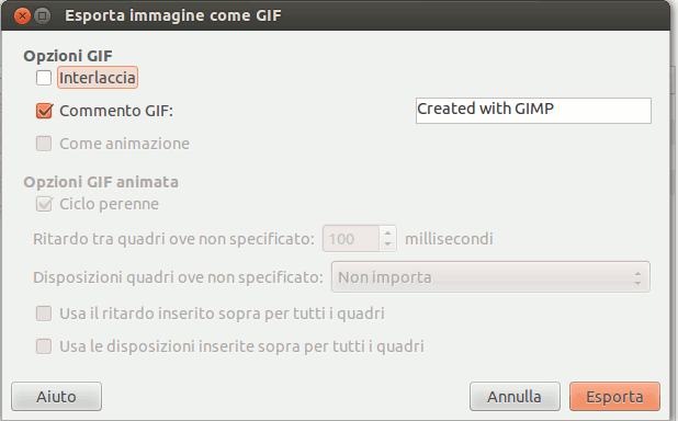 The GIF Export dialog