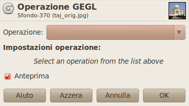 Opzioni di «Operazione GEGL»