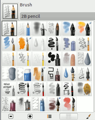 Una collezione di pennelli MyPaint