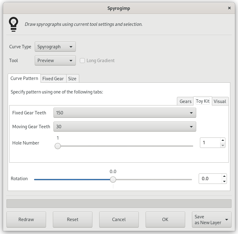 „Spyrogimp“ filter options (Curve Pattern)