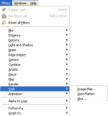 Het menu Filters -> Web