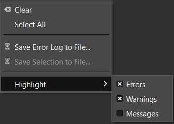 “Error Console” context menu