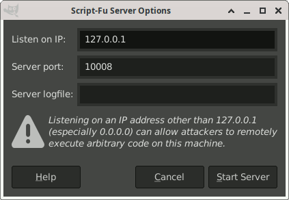 The Script-Fu Server Options
