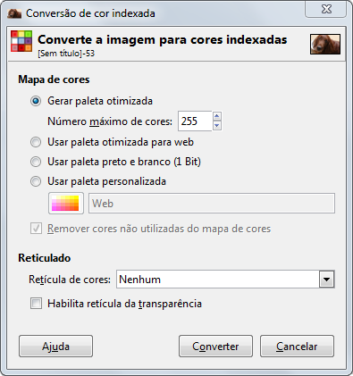 Dialog “Convert Image to Indexed Colors”