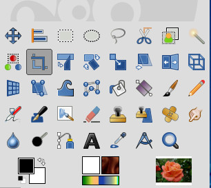 Os ícones das ferramentas na caixa de ferramentas