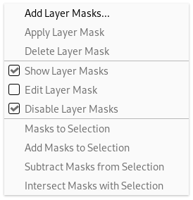 The „Mask” submenu of the „Layer” menu