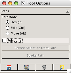 „Path” tool options
