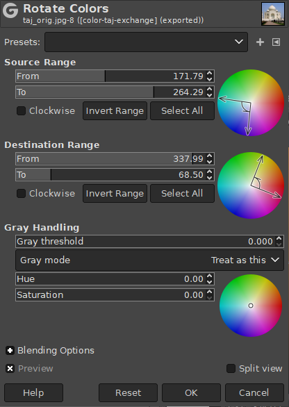 The «Rotate Colors» Dialog