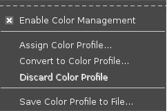 Вложенное меню «Управление цветом» меню «Изображение»
