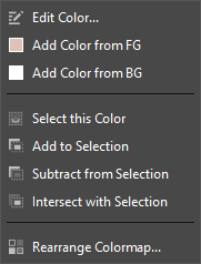 The Colormap context menu