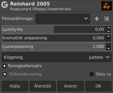 Filterdialogen för ”Reinhard 2005”