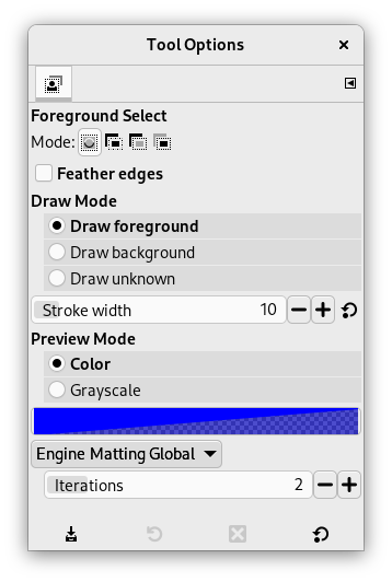 “Foreground Select” tool options