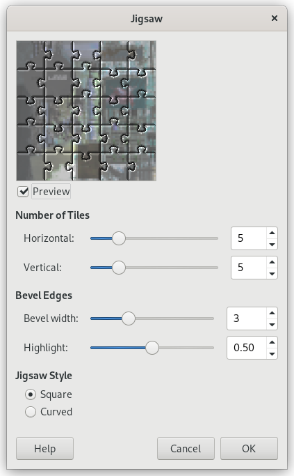 «Jigsaw» filter options