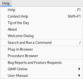 Contents of the «Help» menu